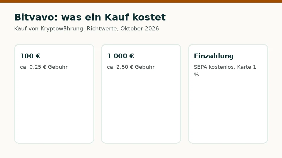 Bitvavo: Kosten für einen Kauf von 100 € und 1 000 €