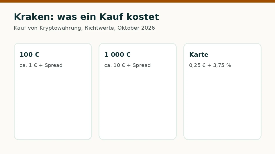 Kraken: Kosten für einen Kauf von 100 € und 1 000 €